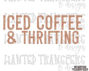 Descarga digital PNG de fuente desgastada color canela para café helado y artículos de segunda mano, diseño de camiseta, grunge, desgastado, café helado, tienda de segunda mano