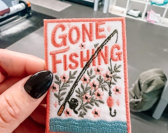 Gone Fishing Hat/Pocket Patch, Trendy Hat Patch, Mama, Western, Fishing, Faith, Thanksgiving, Hunting, Bookish