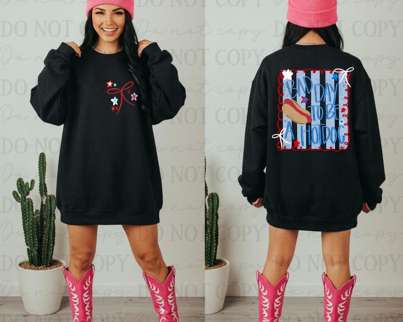 Bad Day To Be A Hot Dog DTF Transfer, Trendy 4th of July, Fourth, Holiday, Ready to Press, America, USA, Patriotic, Hot Dog image 4