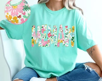 Transferencia DTF familiar de primavera con flores de MeMaw, primavera, floral, Día de la Madre, tía, Gigi, Nana, abuela, lista para imprimir