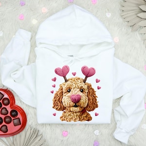 Faux Yarn Valentine Doodle DTF Transfer, Trendy Valentines, Heat Transfer, Ready to Press, Love, DTF image 1