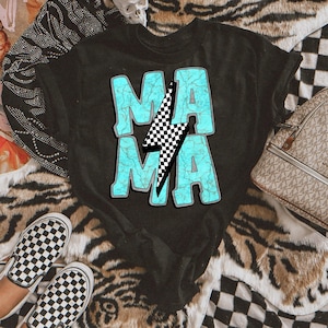 Mama Turquoise Squash Western DTF Transfer,Mama,Motherhood,Western,Aztec,Cowgirl Boots,Rooster,Howdy,Yeehaw,Trendy,Heat Transfer image 1