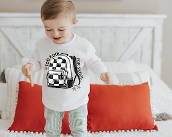 Too Kool for School Checkered Retro DTF Transfer, Trendy Back to School, Boys School, Grade, Retro