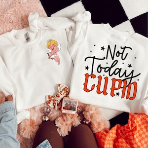 Not Today Cupid DTF Transfer (Includes Pocket + Back), Vday, Trendy Valentines, Heat Transfer, Ready to Press, DTF image 1