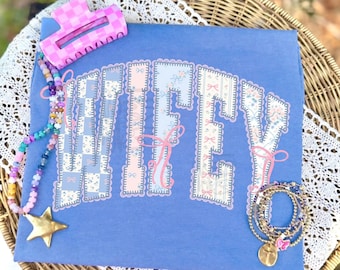 Wifey Blue Floral DTF Transfer, Trendy Wife, Floral Wife, Ready to Press, Heat Transfer, DTF