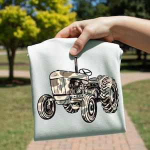 Camo Tractor DTF Transfer, Trendy Camo, Duck Camo, Fishing, Hunting, Ready to Press, DTF image 1