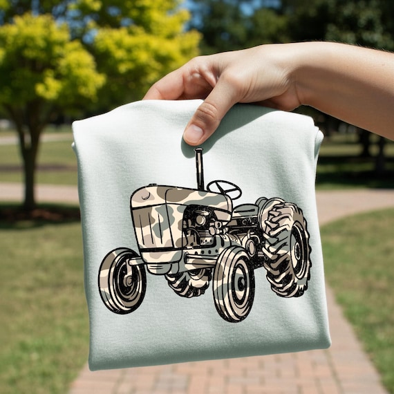 Camo Tractor DTF Transfer, Trendy Camo, Duck Camo, Fishing, Hunting, Ready to Press, DTF