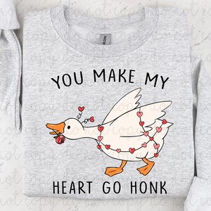 You Make My Heart Go Honk DTF Transfer, Trendy Valentines, Ready to Press, Heat Transfer, DTF image 1