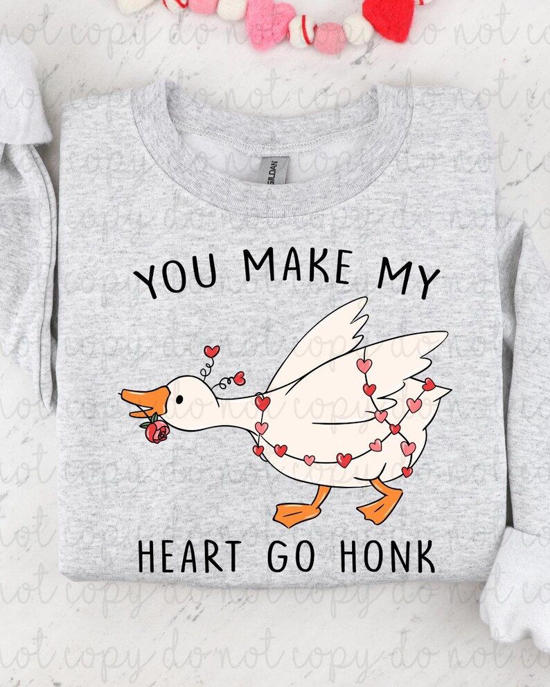 You Make My Heart Go Honk DTF Transfer, Trendy Valentines, Ready to Press, Heat Transfer, DTF image 1