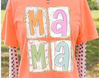 Mama Peachy Fall DTF Transfer, Trendy Mama, Motherhood, Ready to Press, Leopard, Floral, Mommy and Me, DTF