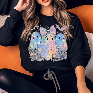 Holographic Ghosts DTF Transfer, Trendy Pumpkin, Ghost, Fall, Ready to Press, DTF, Trendy Fall