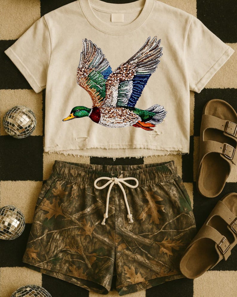 Faux Rhinestone Mallard DTF Transfer, Trendy Faux Rhinestone, Animal, Career, Trending DTF, Ready to Press image 1