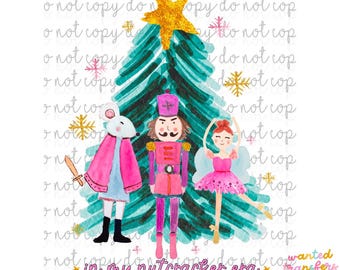 Nutcracker Christmas PNG, Pink Coquette Design (Digital Download)