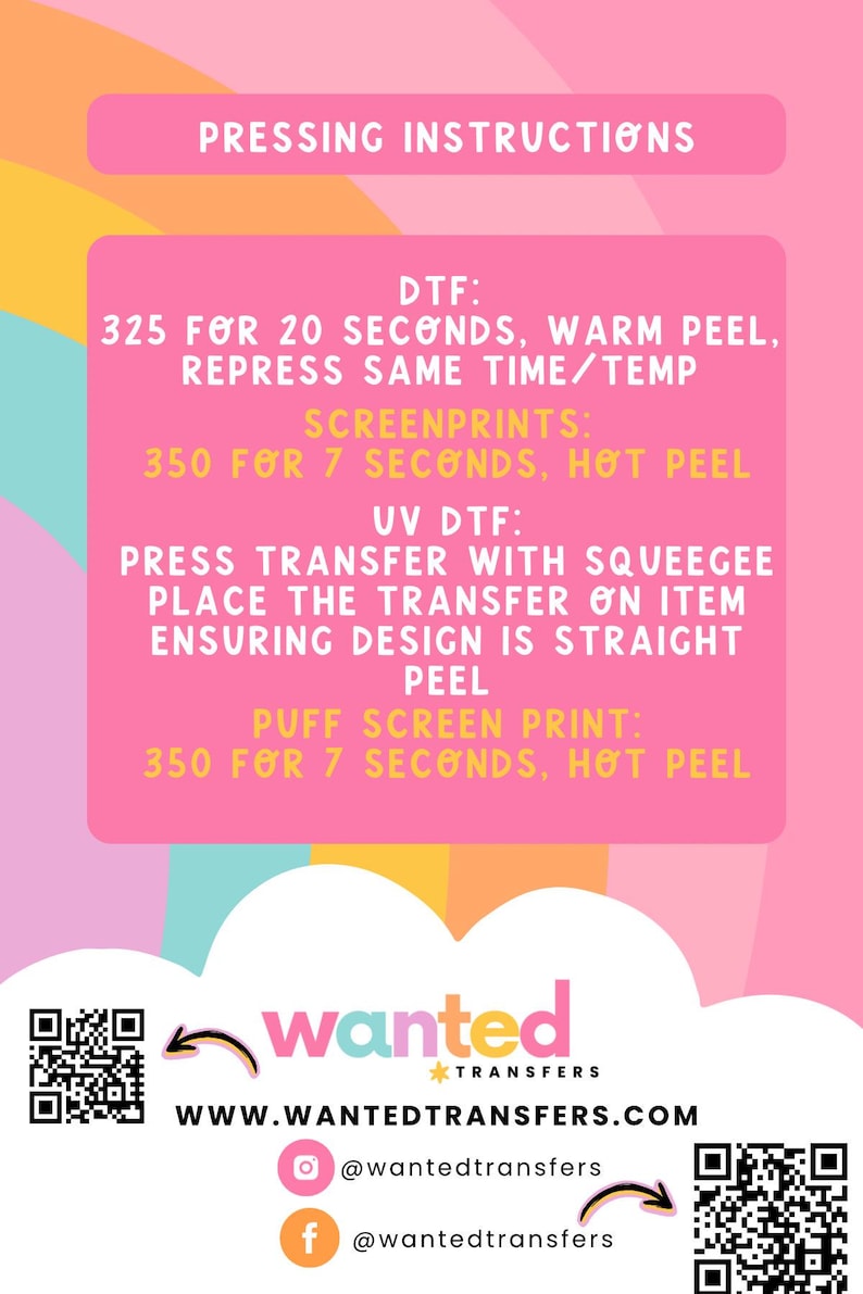 a press release or informational graphic with instructions for a service, likely related to transferring images. The text is in a pink and orange color scheme, and there are QR codes and social media icons at the bottom.