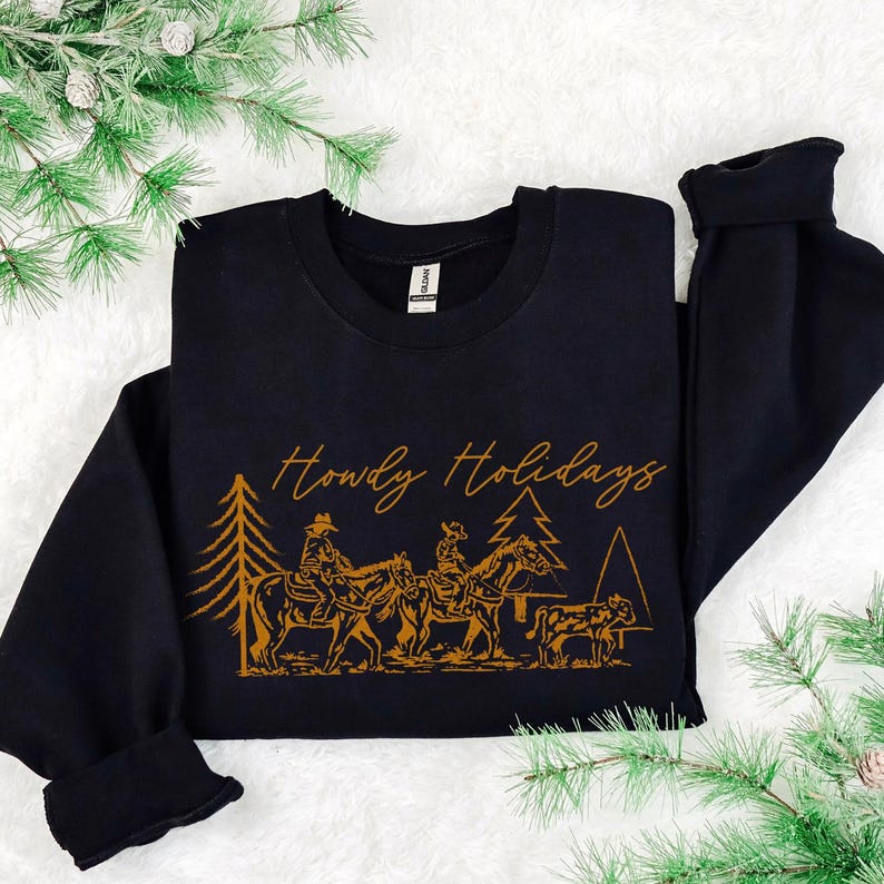 Howdy Holidays DTF Transfer, Trendy Christmas Transfer, DTF, Heat Transfer, Ready to Press, Santa, Merry image 1