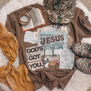 God's Got You Trokollage Tro DTF Transfer, Trendig Tro DTF, Värmeöverföring, Bibel, Vers, Jesus, Gud, Klar att tryckas