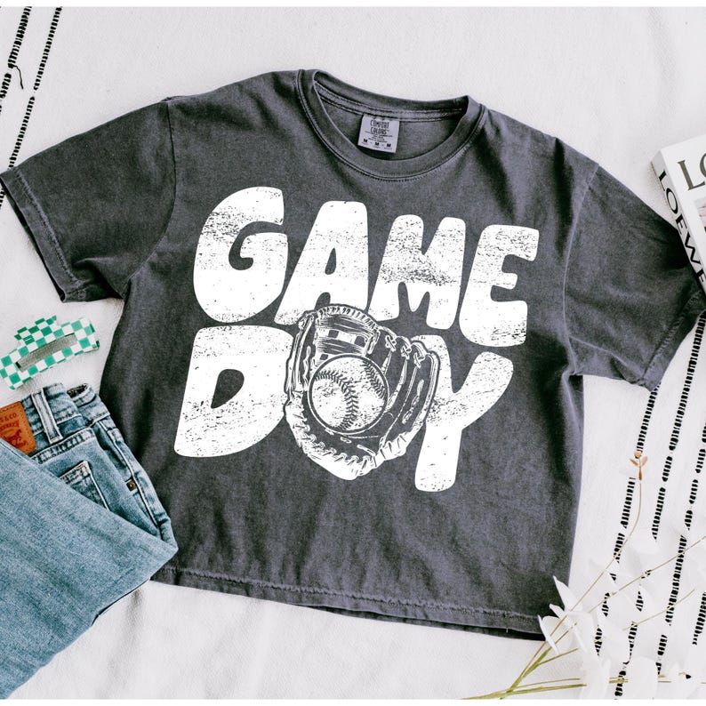 Game Day Baseball White Font Vintage DTF Transfer, Trendy Baseball, Home Plate Social, Preppy, Ready to Press, Baseball Season image 1