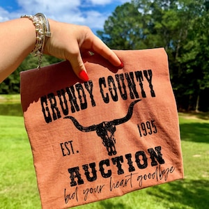 Grundy County Auction DTF Transfer, Trendy Western, Show, Cattle, Goat, Country, Ready to Press, DTF image 1