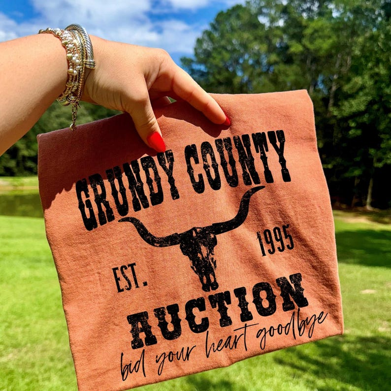 Grundy County Auction DTF Transfer, Trendy Western, Show, Cattle, Goat, Country, Ready to Press, DTF image 1