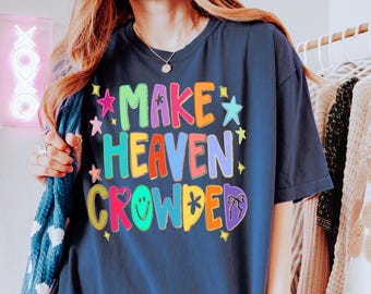 Make Heaven Crowded doorzichtige film zeefdruktransfer, full colour, plastisoltransfer, klaar voor verzending, warmteoverdracht