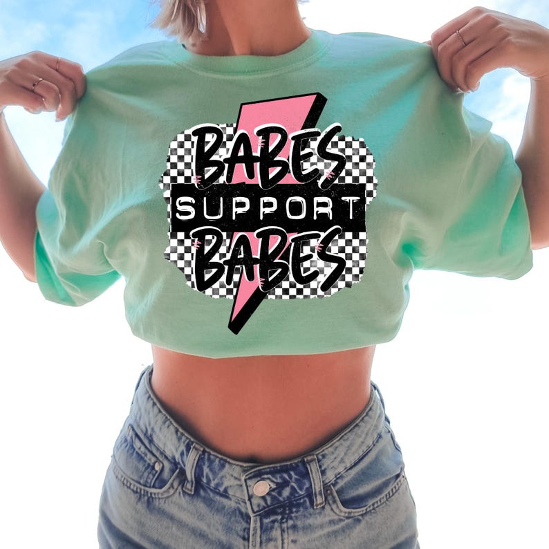 Babes Support Babes Retro DTF Transfer, Shop Small, Small Business Owner, Ready to Press, Heat Transfer, DTF, Trendy image 1