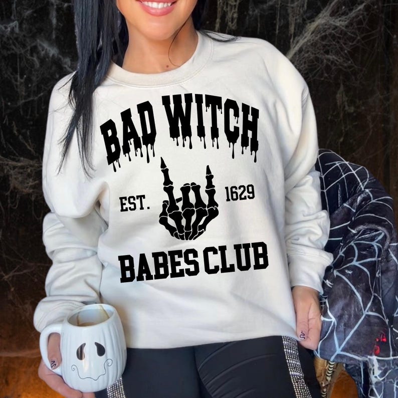 Bad Witch Babes Club Halloween DTF Transfer, Trendy Halloween, Witch, Popular, Witch’s Brew, Ready to Press. Heat Transfer image 1