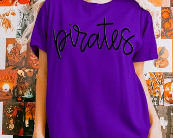 Pirates School Spirit bladerdeeg zeefdruk transfer, trendy bladerdeegprint, transfer, warmteoverdracht, nieuw, minimalistisch