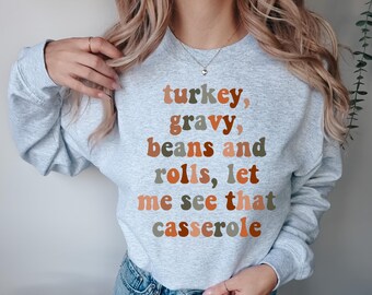 Kalkoenjus, bonen en broodjes DTF-overdracht, Thanksgiving, DTF, warmteoverdracht, trendy, pompoen, herfst, klaar om te persen