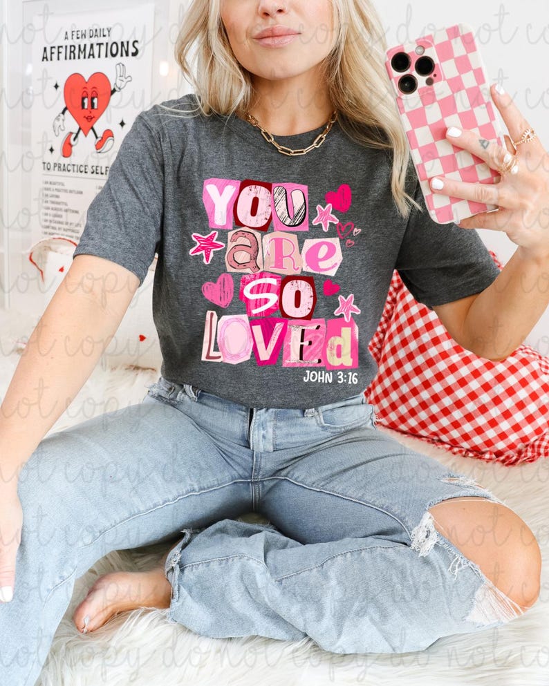 「You Are So Loved」DTF転写、トレンディなバレンタイン、すぐにプレス可能、熱転写、DTF 画像 1
