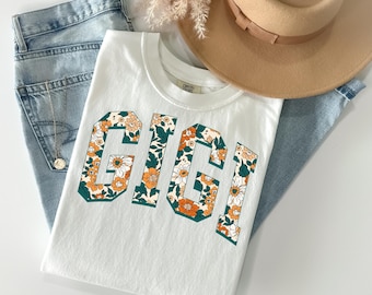 Green Floral Gigi DTF Transfer, Grandparents, Mother’s Day Transfer, DTF, Trendy, Gigi, Aunt, Cowhide, Floral, Ready to Press