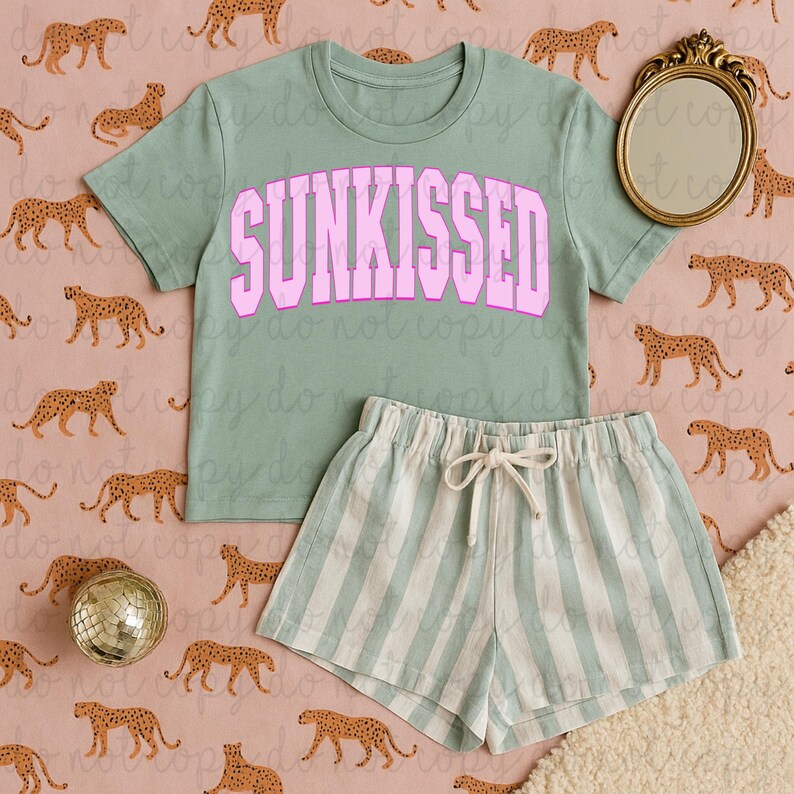 Transferencia DTF Sunkissed (Rosa), Verano de moda, Vacaciones, Listo para imprimir, Transferencia de calor, Playa, Piña, Surf imagen 2