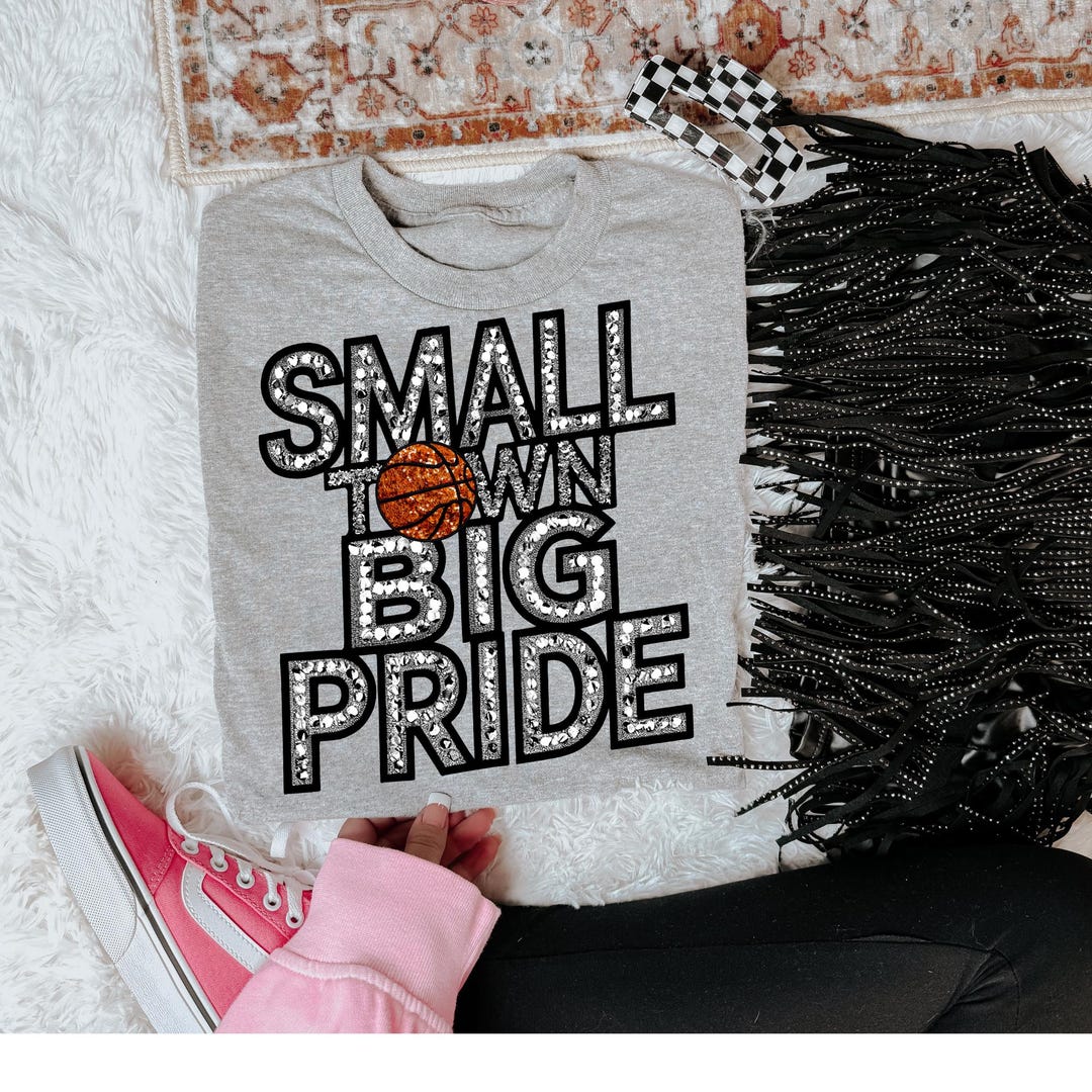 Pride Rhinestone Transfer Small Town, Big Pride Basketball Faux Rhinestone DTF Transfer - Etsy