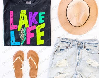 Lake Life Neon DTF Transfer, Trendy Lake DTF, Lake Weekend, Trendy Summer, Ready to Press, Heat Transfer, Glitter