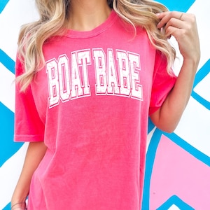Boat Babe White Screen Print Transfer, Boating, Summer Screenprint, Trendy Summer Transfer, Summertime, Lake, River