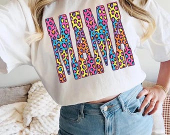 Neon Rainbow Leopard Mama DTF Transfer, Trendy Mama, Motherhood, Ready to Press, Leopard, Floral, Mommy and Me, DTF