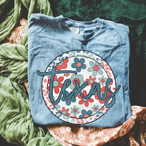 Texas Patriotic State Boho Leopard DTF Transfer, Trendy Texas, Floral, 4th of July, Neon, State, Travel, DTF image 1