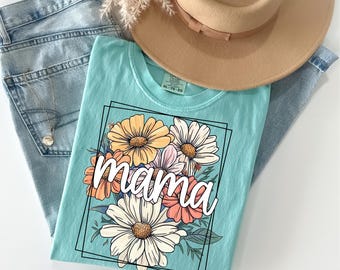 Floral Mama Black Frame DTF Transfer,Trendy Mama, Motherhood, Mothers Day, DTF, Heat Transfer, Ready to Press