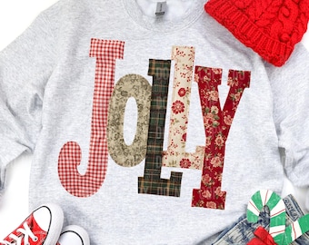 Jolly Patch Christmas DTF Transfer, Trendy Christmas, Jolly, Holly, Jingle, Ready to Press, Heat Transfer