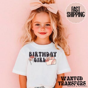 Cake Retro Birthday Girl, Girls Birthday Shirt, Tee, Onesie, Birthday Girl, All Ages, Toddler, Youth, Kids Bday, Minimalist image 1