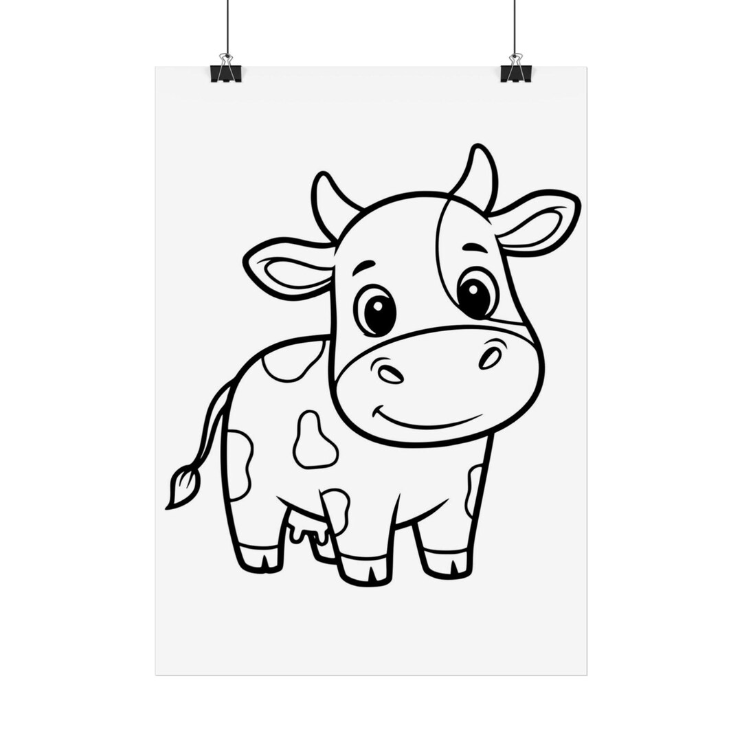 Cute Cartoon Cow Poster | Farm Animal Nursery Wall Art - Etsy