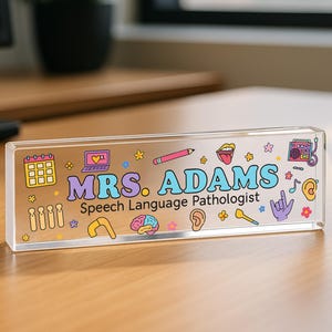 Custom Speech Pathologist Desk Name Plate, Speech Therapist Name Sign for Desk, SLP Teacher Name Plate for Desk, Gift for Speech Pathologist