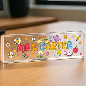 Letrero personalizado para escritorio de profesor, placa personalizada para escritorio de profesor, placa de regalo para profesor, regalos de regreso a clases, regalo de agradecimiento para profesor