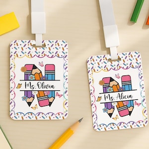 Personalized Teacher Name ID Card Badge Holder, Custom Teacher Back To School Gift, Teacher Appreciation Gift, Custom Teacher ID Holder