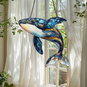 Whale Acrylic Suncatcher, Whale Sun Catcher For Window Hanging, Whale Ornaments, Beach Home Decor, Gifts For Whale Lovers, Ocean Lover Gifts