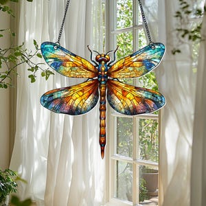 Dragonfly Acrylic Suncatche, Dragonfly Window Hanging, Dragonfly Ornament, Garden Decor, Dragonfly Home Decor Gift, Gift for Dragonfly Lover