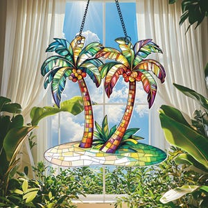 Palm Tree Suncatcher, Palm Tree Acrylic Window Hanging Art Decoration,  Beach Ornament, Housewarming Gift for Home, Palm Tree Lover Gifts