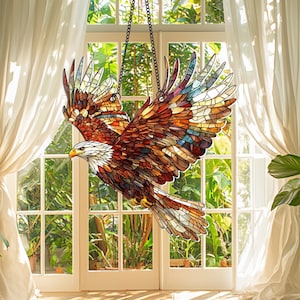 Eagle Window Hanging, Patriotic Eagle Suncatcher, Eagle Acrylic Ornament, Eagle Home Decor, Eagle Lovers Gifts,  Gifts for Wildlife Lovers