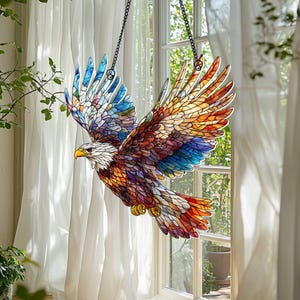 Majestic Eagle Window Hanging, Bird Sun Catcher, Wildlife Home Decor, Unique Nature-Inspired Gifts, Gifts for Wildlife and Nature Lovers