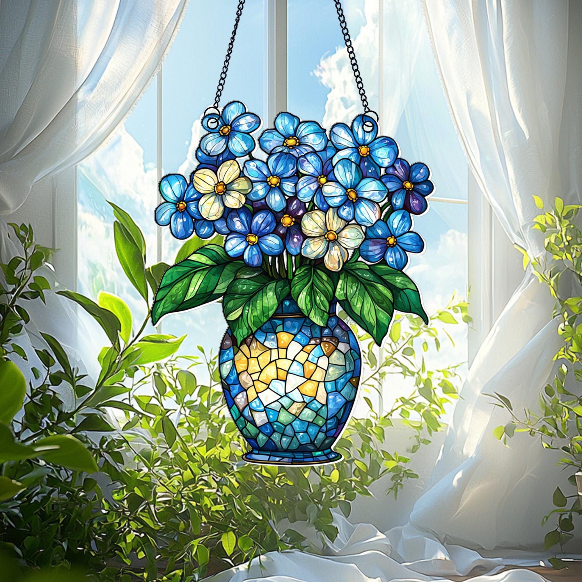 Forget Me Not Suncatcher Window Hanging, Charming Kitchen Decor, Flower Decor, Perfect Mother’s Day Gifts, Nature Lover Gifts, Gifts for Mom