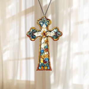 Cross Acrylic Suncatcher, Christian Cross Window Hanging, Suncatcher Gift for Home Decor, Religious  Cross Gifts, Cross of Faith Decor Gifts